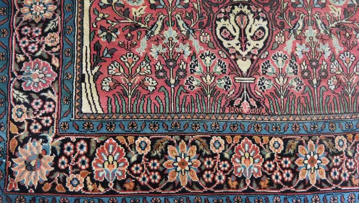 Mughal Garden Design Handmade Silk Rug