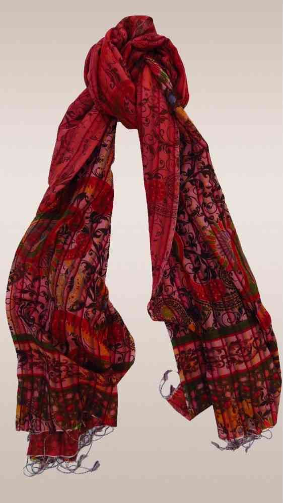 Multi Colour Red Wool Scarf