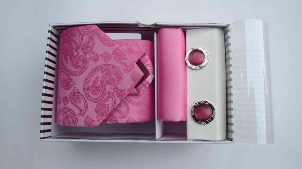 Paisley Design Pink Tie & Cufflinks Set