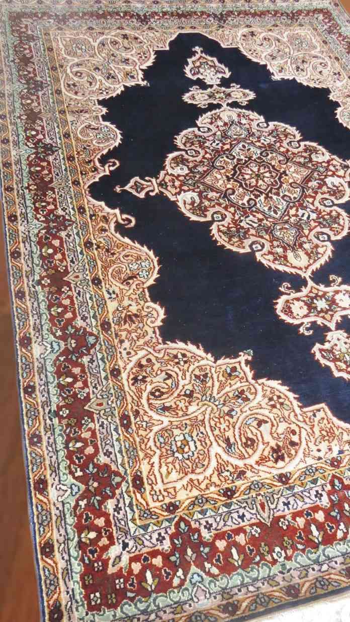 Pure Silk Blue Handmade Rugs From India