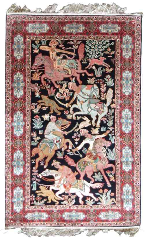 Pure Silk Carpet Kashmir Archery Design