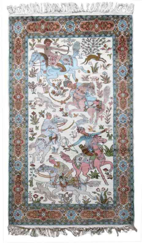 Pure Silk Carpet Kashmir Archery Design