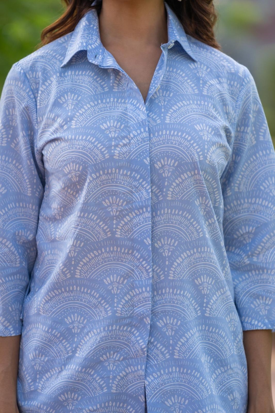 Blue Printed Shirt Top