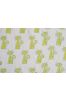 White And Neon Green Cat Block Print Mulmul Fabric