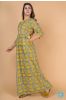 Green And Yellow Block Print Night Gown