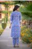 Blue Floral Kurta Pant Set