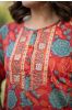 Red Block Printed Kurta Set