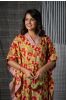 Red Yellow Block Print Long Kaftan