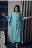 Blue Block Printed Ecovera Kaftan