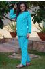 Radiant Blue Cotton Block Print Night Suit