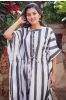 White And Black Striped Modal Cotton Kaftan Dress