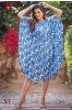 Blue Block Printed Cotton Kaftan Dress