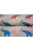 Blue Red Elephant Hand Block Printed Cotton Fabric