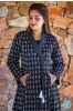 Black And White Block Printed Quilted Bukhara Coat