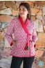 Pink Floral Block Printed Quilted Bukhara Jacket