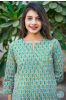 Ice Green Floral Block Printed Night Suit