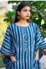Indigo Striped Block Printed Cotton Kaftan Dress
