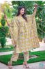 Mustard Floral Block Printed Kaftan Dress Set