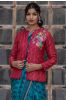 Berry Red Embroidered Quilted Silk Jacket