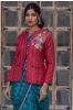 Berry Red Embroidered Quilted Silk Jacket
