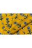 Yellow Grey Floral Hand Block Printed Fabric
