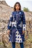 Blue Double Ikat Patch Work Quilted Long Coat