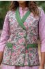 Floral Block Printed Quilted Sleeveless Jacket