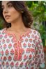 White Red Floral Block Printed Night Suit