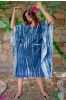 Blue Shibori Block Print Kaftan Dress
