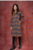 Blue Brown Ikat Quilted Bukhara Coat