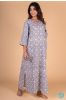 Grey Floral Block Print Night Gown