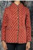 Red Block Printed Cotton Quilted Jacket