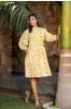 Yellow Block Printed Midi Dress