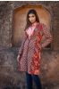 Red Green Block Printed Quilted Coat