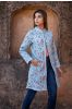 Blue Block Printed Quilted Coat