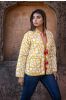 Mustard Block Printed Quilted Puffer Jacket