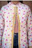 Yellow Pink Block Printed Quilted Coat