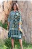 Teal Green Designer Block Print Kaftan Dress