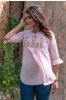Pink Embroidered Cotton Kantha Top