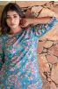 Turquoise Floral Block Printed Night Suit