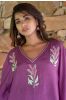 Quartz Purple Embroidered Muslin Silk Kaftan Dress Set