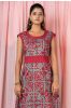 Teal Red Block Printed Straight Dress
