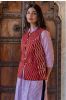 Bagru Red Reversible Cotton Quilted Sleeveless Jacket