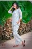 White Blue Floral Block Printed Cotton Night Suit