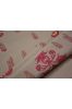 Pink Grey Floral Print Striped Cotton Fabric