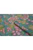 Green And Pink Floral Hand Block Printed Mulmul Cotton Fabric