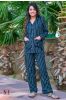 Navy Blue And White Striped Cotton Modal Night Suit