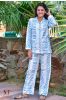 Turquoise Geometry Cotton Night Suit