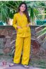 Mustard Kantha Stitch Cotton Night Suit
