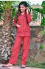 Maroon Kantha Stitch Cotton Night Suit